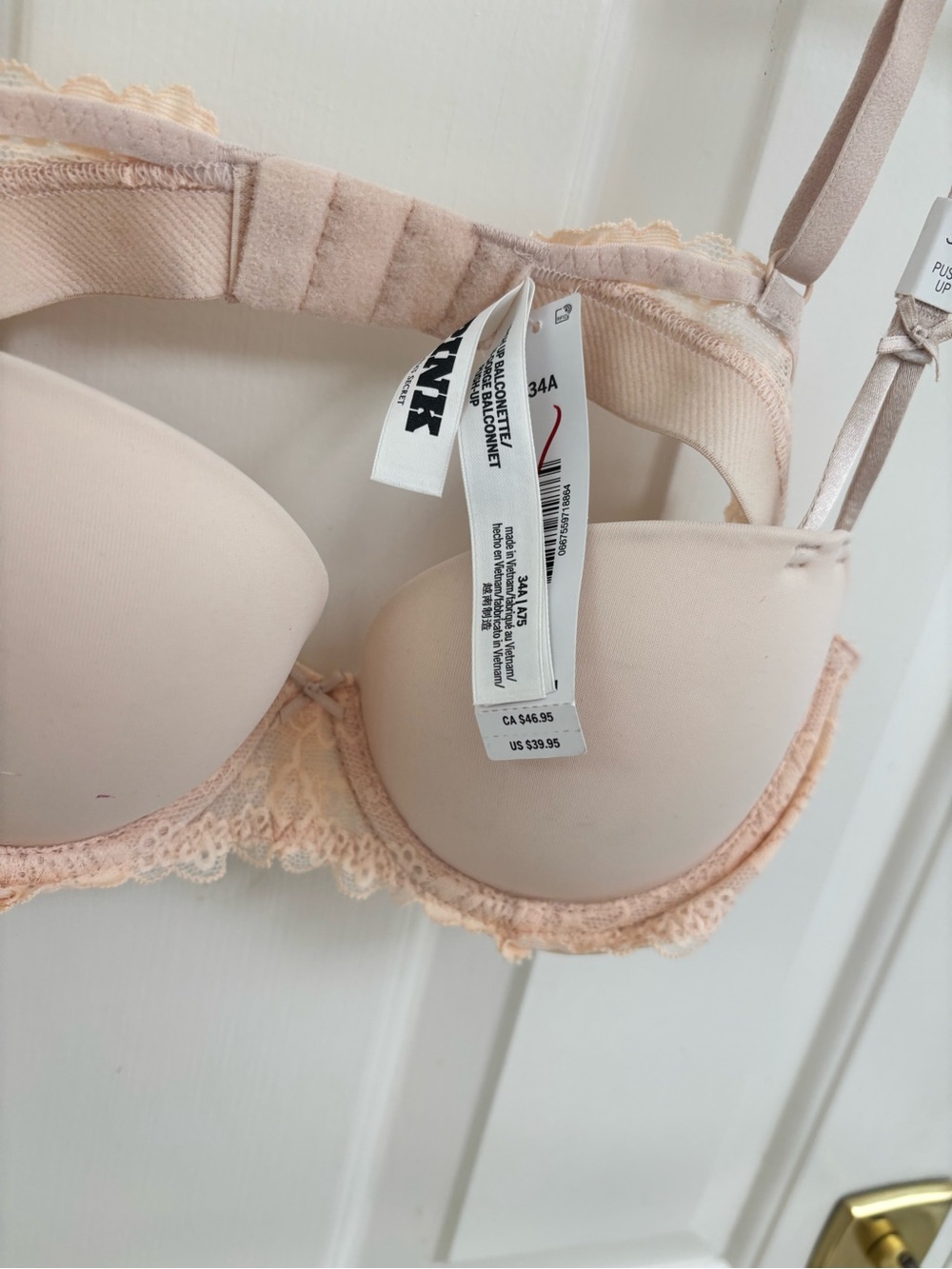 PINK Victoria's Secret Light Nude Lace-Trim Push-Up Bra - Picture 2 of 2